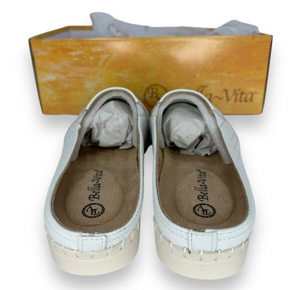 NEW Bella Vita Flats Size 8.5 Narrow Perforated White Mules Athleisure Comfort - Picture 9 of 12